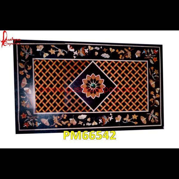 Rectangle Shaped Black Marble Table Top PM66542 pietre dure,pietra dura table,pietra dura,marble medallions,marble inlay tables,marble inlay,marble floor medallions,brass inlay marble tile,white marble inlay table tops,travertin.jpg