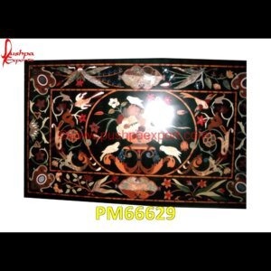 Motif Inlaid Black Marble Table Top