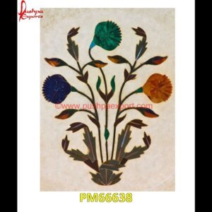 Semi Precious Stone Inlay Italian Marble Medallion