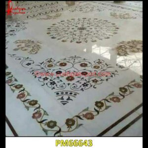 Motif Inlay Work White Marble Floor