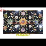 Motif Pietra Dura Black Marble Table Top