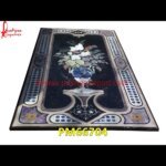 Semi Precious Stone Inlay Black Marble Medallion