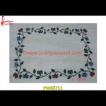 Pattern Pietra Dura Work White Marble Table Top