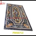 Design Pietra Dura Work Black Marble Table Top