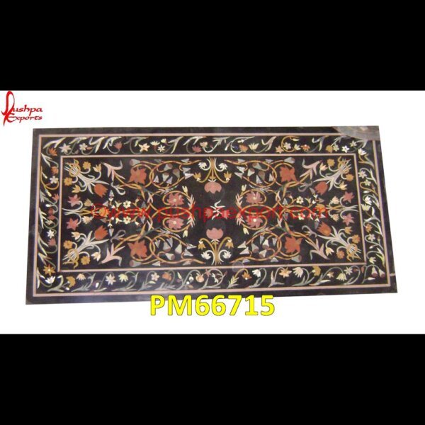 Floral Pichakari Black Marble Top PM66715 pietra dura table,pietra dura,marble medallions,marble inlay tables,marble inlay,marble floor medallions,brass inlay marble tile,white marble inlay table tops,travertine mosaic med.jpg