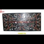 Design Inlay Black Marble Rectangular Medallion