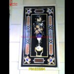 Semi Precious Stone Pietra Dura Black Marble Table Top