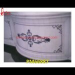 White Marble Inlay Curved Wall Panel