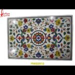 Flower Design Pietra Dura White Marble Table Top