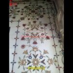 Flower Pattern Inlay White Marble Floor