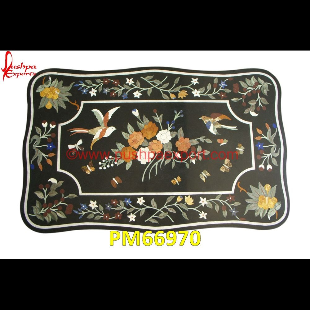 Bird And Flower Motif Inlay Black Marble Table Top PM66970 stone wood inlay,stone inlay work,stone inlay table tops,stone inlay furniture,stone inlay flooring,stone inlay coffee table,stone inlay art,stone floor inlays,pietra dura techniqu.jpg