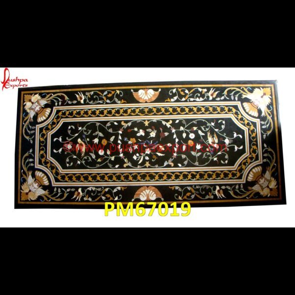 Floral Inlay Black Marble Table Top PM67019 marble inlay chess board,marble inlay box,marble inlay border,marble inlay art,marble foyer medallion,marble floor inlay designs,stone inlay globe,stone for inlay,pietre dure,pietr.jpg