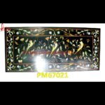 Parrot Bird Motif Inlay Black Marble Table Top