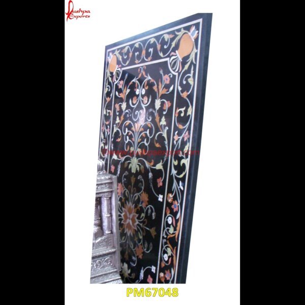 Black Marble Table Top With Pietre Dure Work PM67048 pietra dura mosaic,pietra dura marble table tops,pietra dura inlays,pietra dura india,pietra dura in india,pietra dura furniture,pietra dura for sale,pietra dura dining table,pietr.jpg