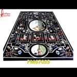 Painting Art Inlay Black Marble Table Top