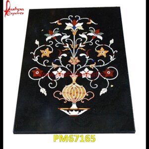 Flower Pot Inlay Black Marble Table Top