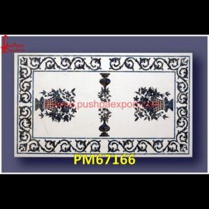 White Marble Table Top With Inlay Of Flower Pot Motif