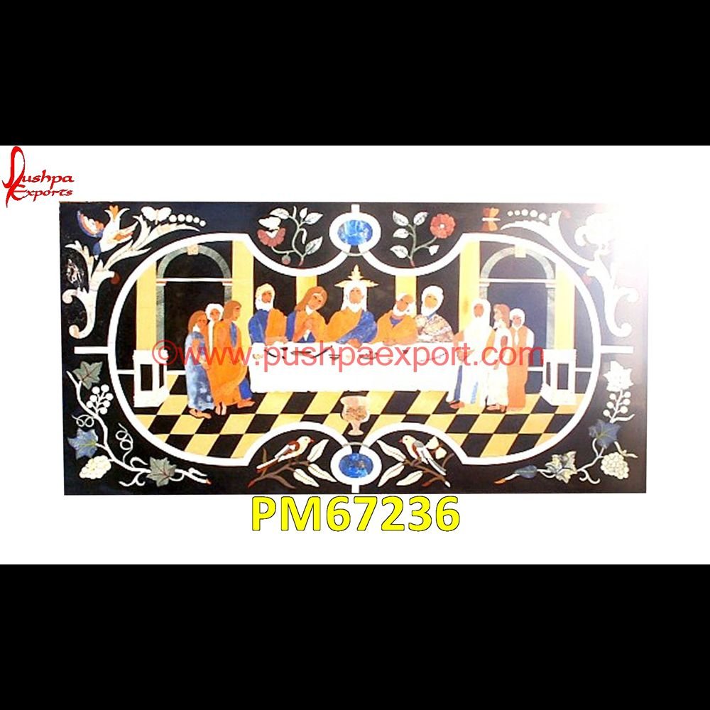 Painting Inlay Black Marble Stone Table Top PM67236 pietra dura,marble medallions,marble inlay tables,marble inlay,marble floor medallions,brass inlay marble tile,white marble inlay table tops,travertine mosaic medallion,taj mahal i.jpg