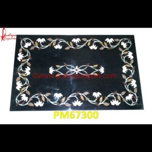Floral Inlay Black Marble Stone Table Top