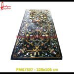 Motif Inlay Black Marble Stone Rectangular Table Top