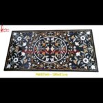 Flower Motif Inlay Black Marble Table Top