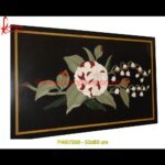 Flower Pot Design Inlay Black Marble Medallion