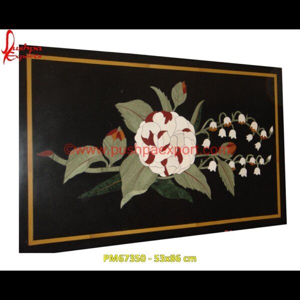 Flower Pot Design Inlay Black Marble Medallion PM67350 - 53x86 cm pietra dura taj mahal,pietra dura table top,pietra dura mosaic,pietra dura marble table tops,pietra dura inlays,pietra dura india,pietra dura in india,pietra dura furniture,pietra.jpg