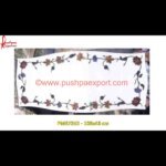 Floral Inlay White Marble Dining Table Top