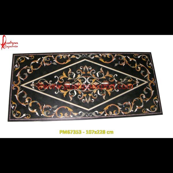 Handmade Inlay Black Marble Stone Table Top PM67353 - 107x228 cm pietra dura marble table tops,pietra dura inlays,pietra dura india,pietra dura in india,pietra dura furniture,pietra dura for sale,pietra dura dining table,pietra dura cabinet,piet.jpg