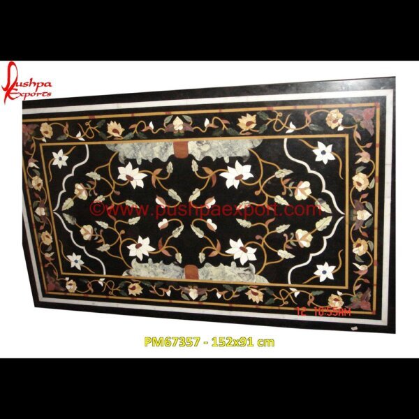 Modern Inlay Black Marble Dining Table Top PM67357 - 152x91 cm pietra dura furniture,pietra dura for sale,pietra dura dining table,pietra dura cabinet,pietra dura box,pietra dura art,mughal pietra dura,stone inlay globe,stone for inlay,pietre.jpg