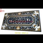 Flower Design Pietre Dure Black Marble Table Top