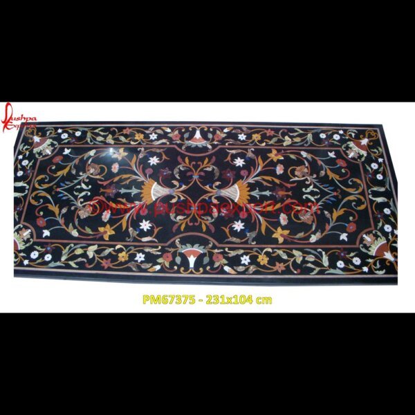 Pietra Dura Black Stone Medallion PM67375 - 231x104 cm travertine mosaic medallion,taj mahal inlay stones,stone wood inlay,stone inlay work,stone inlay table tops,stone inlay furniture,stone inlay flooring,stone inlay coffee table,ston.jpg