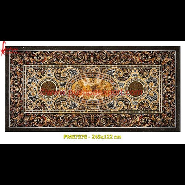 Traditional Art Inlay Marble Stone Table Top PM67376 - 243x122 cm taj mahal inlay stones,stone wood inlay,stone inlay work,stone inlay table tops,stone inlay furniture,stone inlay flooring,stone inlay coffee table,stone inlay art,stone floor inla.jpg