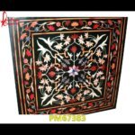 Square Shaped Inlay Black Marble Medallion