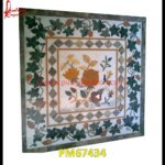 Flower Design Square Shaped Marble Table Top