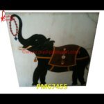 Elephant Inlay On White Marble Floor Tile