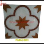 Rainforest Stone Inlay White Marble Floor Tile