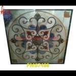 White Marble Floor Tile With Motif Inlay