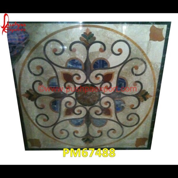 White Marble Floor Tile With Motif Inlay PM67488 marble medallions,marble inlay tables,marble inlay,marble floor medallions,brass inlay marble tile,white marble inlay table tops,travertine mosaic medallion,taj mahal inlay stones,.jpg