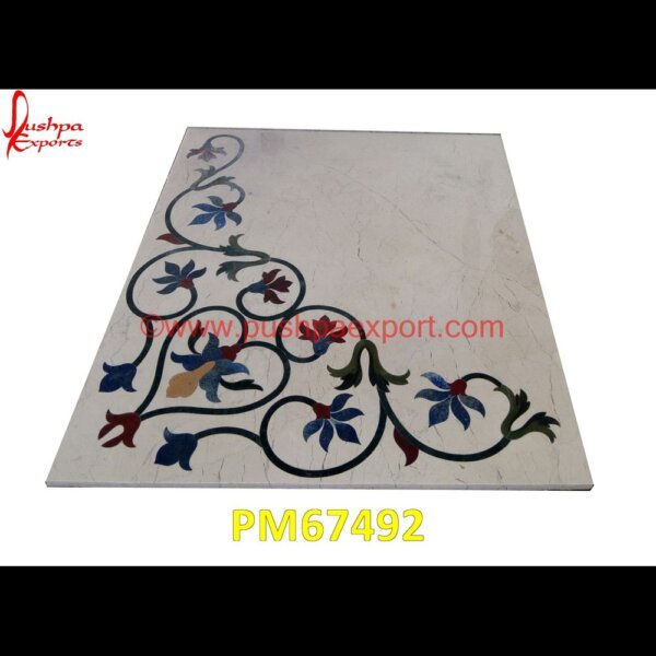 Leaf Motif Pietra Dura Marble Floor Tile PM67492 brass inlay marble tile,white marble inlay table tops,travertine mosaic medallion,taj mahal inlay stones,stone wood inlay,stone inlay work,stone inlay table tops,stone inlay furnit.jpg