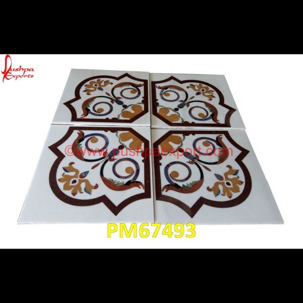 Motif Pietra Dura Marble Floor Tile PM67493 white marble inlay table tops,travertine mosaic medallion,taj mahal inlay stones,stone wood inlay,stone inlay work,stone inlay table tops,stone inlay furniture,stone inlay flooring.jpg