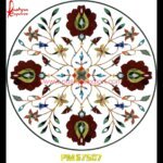 Flower Motif White Marble Inlay Table Top