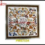 Motif Art On White Marble Floor Tile