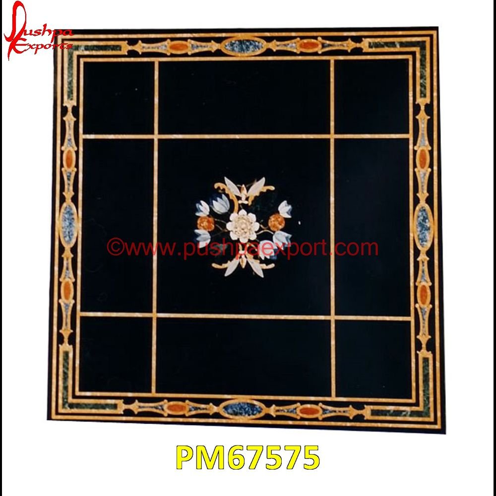 Flower Inlay Black Marble Tile PM67575 pietra dura mosaic,pietra dura marble table tops,pietra dura inlays,pietra dura india,pietra dura in india,pietra dura furniture,pietra dura for sale,pietra dura dining table,pietr.jpg