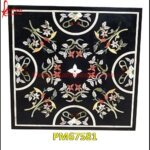 White Flower Pietra Dura Black Marble Tile