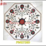 Flower And Leaves Inlay White Marble Tile