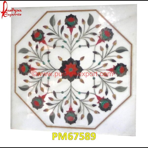 Flower And Leaves Inlay White Marble Tile PM67589 pietre dure,pietra dura table,pietra dura,marble medallions,marble inlay tables,marble inlay,marble floor medallions,brass inlay marble tile,white marble inlay table tops,travertin.jpg