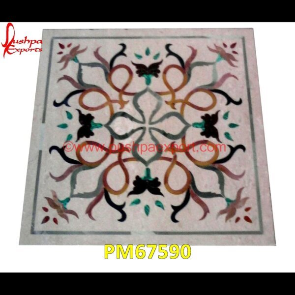 Pietra Dura White Marble Tile PM67590 pietra dura table,pietra dura,marble medallions,marble inlay tables,marble inlay,marble floor medallions,brass inlay marble tile,white marble inlay table tops,travertine mosaic med.jpg