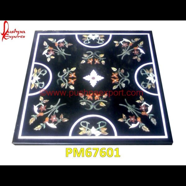 Inlay Work Black Marble Floor Tile PM67601 stone inlay work,stone inlay table tops,stone inlay furniture,stone inlay flooring,stone inlay coffee table,stone inlay art,stone floor inlays,pietra dura technique,pietra dura taj.jpg