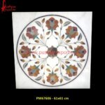 Flower Motif Pietra Dura White Marble Tile